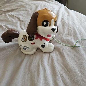 Interactive Brown and White Puppy Pull Toy